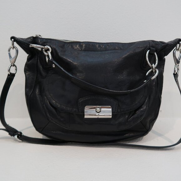 Coach Kristen Black Leather Shoulder/Crossbody Bag-silver Hardware - Picture 1 of 7
